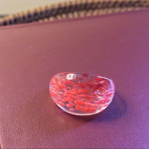 Vintage Glass Mod Red & Clear Ring
